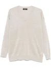 Fabiana Filippi Textured Grey Sweater With Deep V-neckline In Beige
