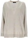 Fabiana Filippi V-neck Long Sleeve Knit Sweater In Beige