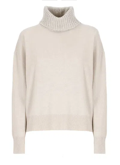 Fabiana Filippi Long-sleeved High-necked Sweater In Beige