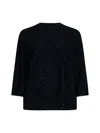 Fabiana Filippi Crewneck Wool Top Short Sleeves Sparkling Finish In Black