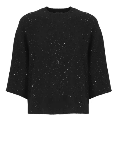 Fabiana Filippi Rib Trim Embellished Sweater In Black