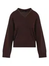 Fabiana Filippi Brown V-neck Sweater In Wool And Silk Blend Woman In Brown
