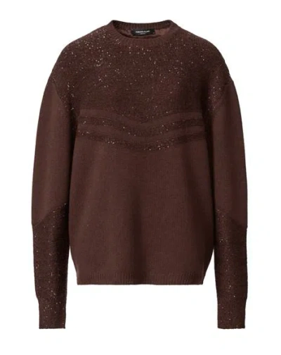 Fabiana Filippi Sequin-embellished Chevron Sweater In Brown