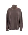 Fabiana Filippi Brown Wool Blend Turtleneck Sweater In Marrone