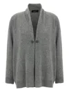 Fabiana Filippi Brooch Embellished Knit Cardigan In Gray