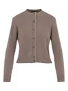 Fabiana Filippi Wool Blend Crew Neck Jacket With Embellished Placket In Gray