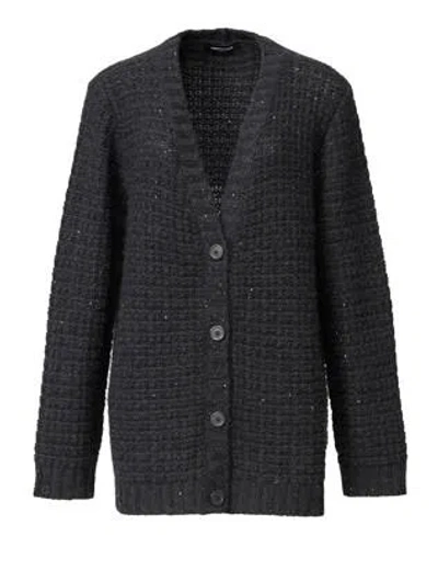 Fabiana Filippi Sequin-embellished Waffle-knit Cardigan In Black