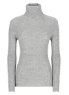 Fabiana Filippi Luxurious Knit Turtleneck Sweater With Cashmere Blend And Elegant Detailing In Grey
