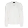 Fabiana Filippi Platinum V Neck Sweater With Filo Diamante Trim Detail In White