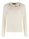 Fabiana Filippi Wool-blend Crew-neck Sweater In Neutral