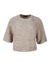 Fabiana Filippi Beige Cotton Knitwear In Pink