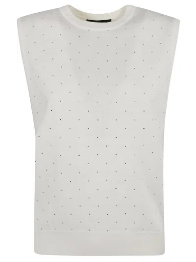 Fabiana Filippi Crystal Embellished Sleeveless Sweater In White