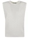 Fabiana Filippi Crystal Embellished Sleeveless Sweater In White
