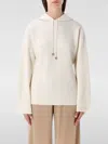 Fabiana Filippi Drawstring Hooded Long Sleeve Knit Sweater In Neutral