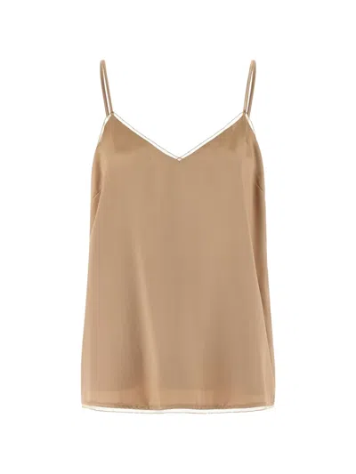 Fabiana Filippi Lingerie Style Top Lightweight Spaghetti Straps In Brown
