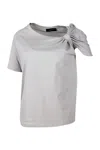 Fabiana Filippi T-shirt In Soft Stretch Jersey Cotton With Round Neck And Short Sleeves In Beige