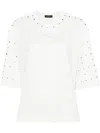 Fabiana Filippi Stud-embellished Cotton T-shirt In Bianco