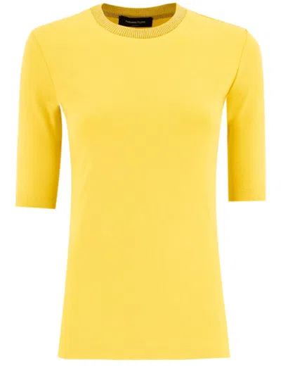 Fabiana Filippi Turmeric Slim Fit T-shirt With Knitted Crew Neck In Curcuma