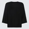 Fabiana Filippi Crewneck Wool Top Short Sleeves Sparkling Finish In Black