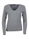 Fabiana Filippi Crewneck Knitwear Contrast Trim In Gray