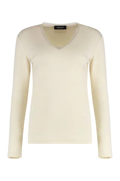 Fabiana Filippi T-shirt Long Sleeve Cotton T-shirt In Neutral