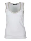 Fabiana Filippi Ribbed Tank Top With Scoop Neckline In White