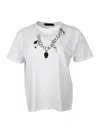 Fabiana Filippi Short-sleeved Crew-neck T-shirt In Fine Cotton Jersey With Chain Print In White