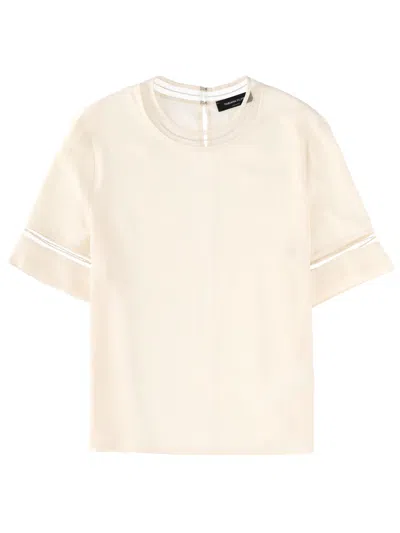 FABIANA FILIPPI T-SHIRT WITH TRANSPARENT DETAILS