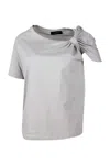 Fabiana Filippi T-shirt In Soft Stretch Jersey Cotton With Round Neck And Short Sleeves In Beige