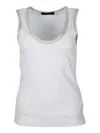 Fabiana Filippi Ribbed Tank Top With Scoop Neckline In White