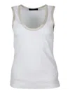 Fabiana Filippi Ribbed Tank Top With Scoop Neckline In White