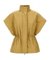 Fabiana Filippi Padded Taffeta Short Cape With Filo Diamante In Gold