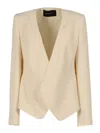 Fabiana Filippi Cady Flared Jacket With Filo Diamante Piercing In Neutral