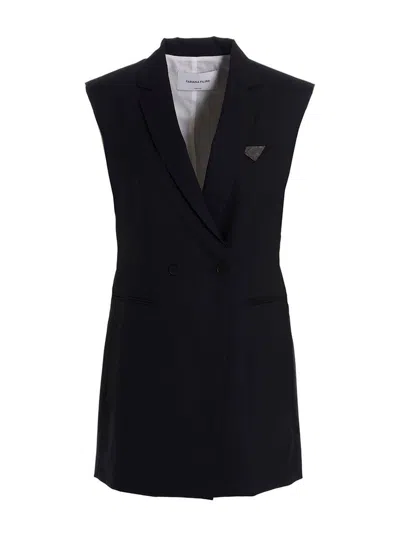 Fabiana Filippi Sleeveless Merino-wool Blazer In Blue