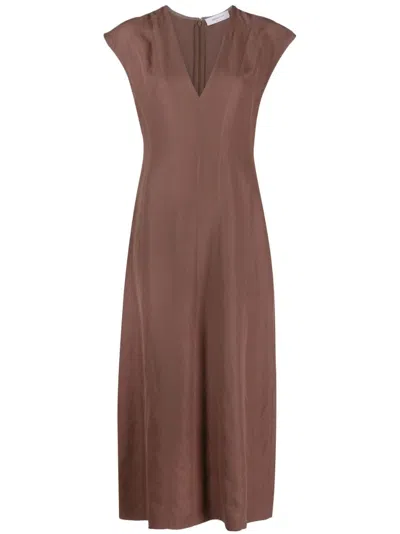 Fabiana Filippi Tailored Sleeveless Midi Dress In Braun