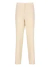 Fabiana Filippi Wool Straight Trousers With Pockets And Crease In Neutral