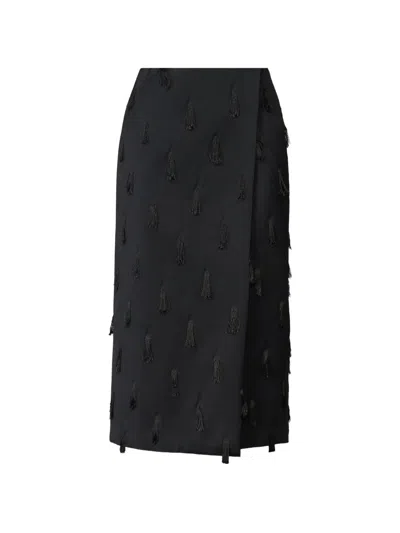 Fabiana Filippi Tassel-embellished Wrap Midi Skirt In Black