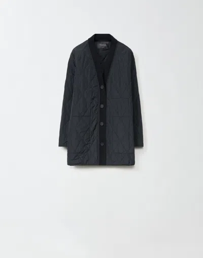 Fabiana Filippi Tech Taffeta Quilted Jacket With Knit Finishing In Black