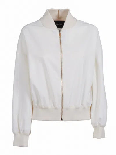 Fabiana Filippi Tech Wool Bomber With Filo Diamante Detail In White