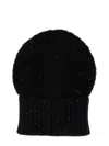 Fabiana Filippi Textured Beanie With Subtle Sequins And Ribbed Cuff In Black