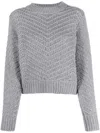 Fabiana Filippi Knitwear Chevron Pattern Top In Gray