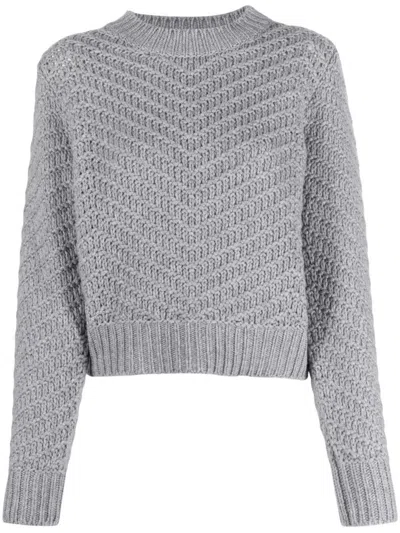 Fabiana Filippi Knitwear Chevron Pattern Top In Gray