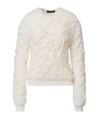 Fabiana Filippi Textured Crew Neck Knit Sweater In White