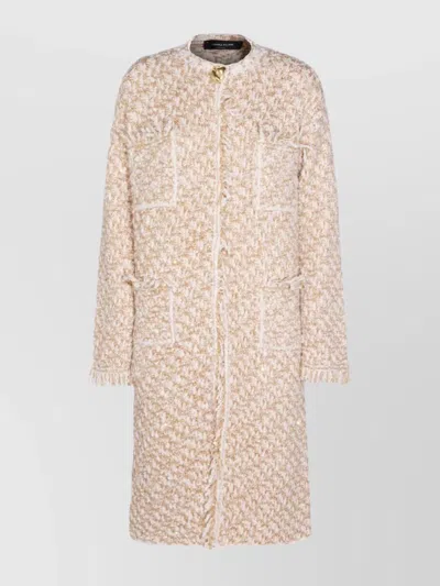 Fabiana Filippi Textured Fabric Coat With Fringe And Pockets