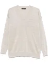 Fabiana Filippi Textured Grey Sweater With Deep V-neckline In White