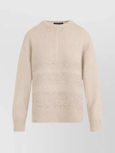 Fabiana Filippi Textured Knit Camel Sweater With Ribbed Edges
