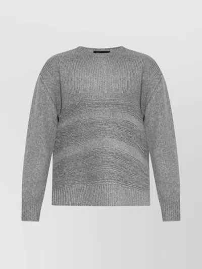 Fabiana Filippi Textured Grey Knit Sweater With Ribbing And Cable Knit Details In Gray