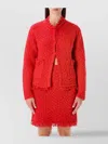 Fabiana Filippi Textured Knit Jacket Frayed Edges In Red