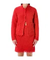Fabiana Filippi Textured Knit Jacket Frayed Edges In Red
