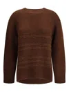 Fabiana Filippi Sweater With Round Neck In Mixed Wool In Brown